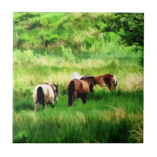 CARREAU EN CÉRAMIQUE CHEVAUX