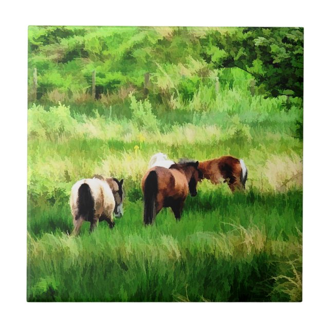 CARREAU EN CÉRAMIQUE CHEVAUX (Devant)