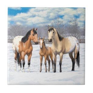 Carreau En Céramique Chevaux Appaloosa En Peau De Bouche En Neige