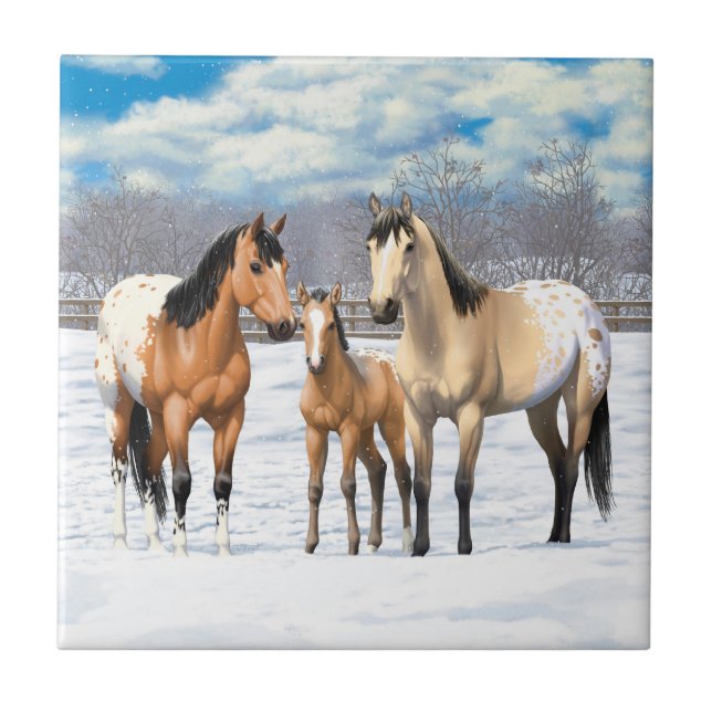Carreau En Céramique Chevaux Appaloosa En Peau De Bouche En Neige (Devant)