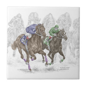 Carreau En Céramique Chevaux de course à la galopante