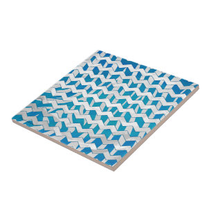 Carreau En Céramique Chevron bleu et blanc Zebra