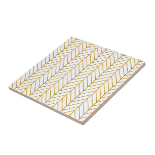 Carreau En Céramique chevron de feuille d'or