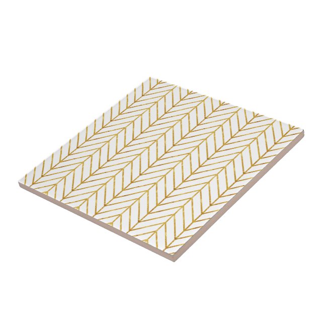 Carreau En Céramique chevron de feuille d'or (Côté)