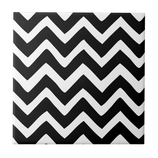 Carreau En Céramique Chevron noir et blanc (Devant)