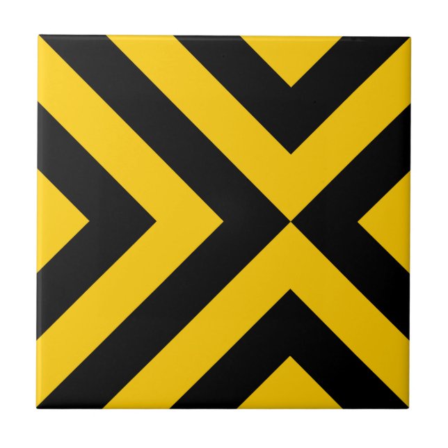 Carreau En Céramique Chevrons jaunes et noirs (Devant)