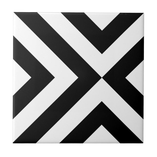 Carreau En Céramique Chevrons noirs et blancs (Devant)
