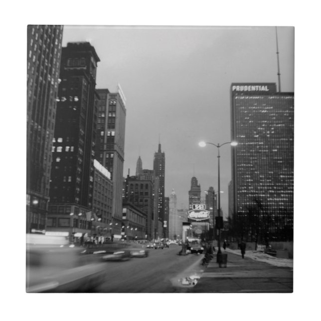 Carreau En Céramique Chicago Michigan Avenue @ Nuit 6 mars 1967 (Devant)