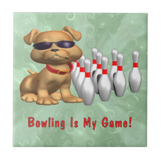 Carreau En Céramique Chien de jeu de bowling