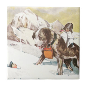 Carreau En Céramique Chien de St Bernard à la délivrance