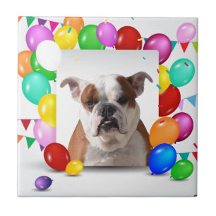 Carreau En Céramique Chien de taureau avec des ballons colorés Thème d'