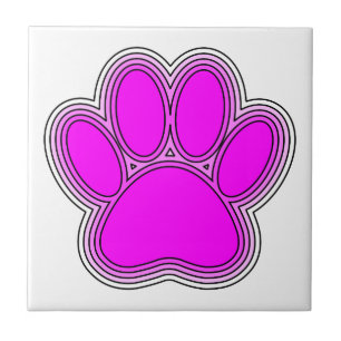 Carreau En Céramique Chien Paw En Rose Avec Des Contours