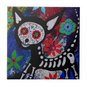 CARREAU EN CÉRAMIQUE CHIHUAHUA DIA DE LOS MUERTOS TILE