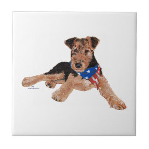 Carreau En Céramique Chiots Terrier Patriotique
