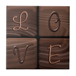 CARREAU EN CÉRAMIQUE CHOCOLAT LOVE TILE CADEAU POPULAIRE