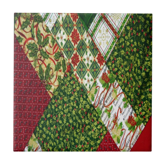 Carreau En Céramique Christmas Quilt Background (Devant)