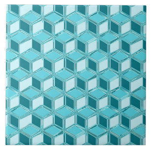 Carreau En Céramique Chrome 3-d boîtes - turquoise / aqua