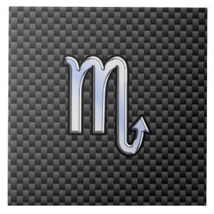 Carreau En Céramique Chrome Comme Scorpio Signe Zodiac Fibres Carbone I