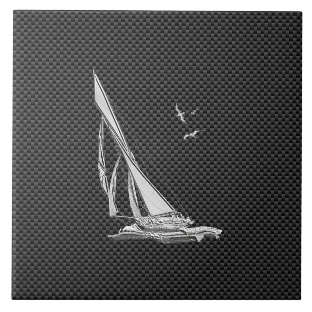 Carreau En Céramique Chromes Like Sailboat on Carbon Fiber (Devant)
