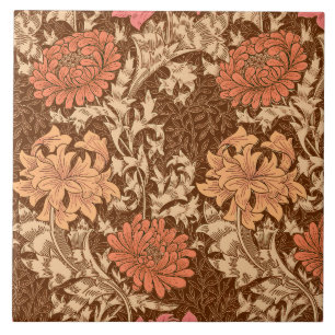 Carreau En Céramique Chrysanthèmes, brun et rouille de William Morris