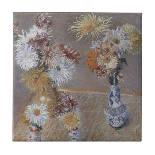 Carreau En Céramique Chrysanthèmes par Gustave Caillebotte (Devant)