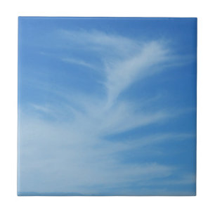 Carreau En Céramique Ciel bleu avec nuages blancs Abstrait Nature Photo
