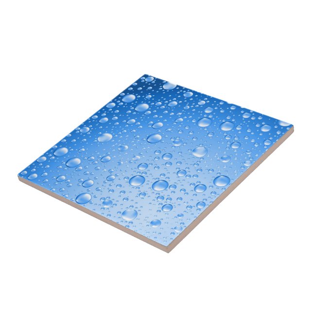 Carreau En Céramique Ciel métallique Bleu Pluie gouttes (Côté)