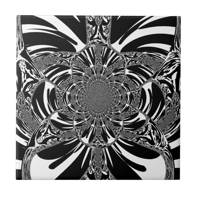 Carreau En Céramique Circulaire Zebra Kaleidoscope Art (Devant)