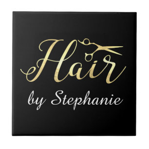 Carreau En Céramique Ciseaux en or Scissors Coiffeur Salon de Coiffure