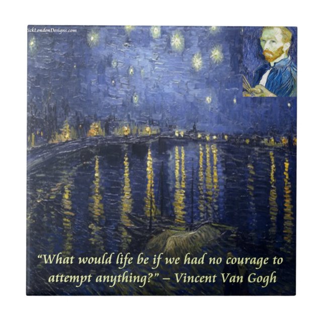 Carreau En Céramique Citation de courage de Van Gogh (Devant)