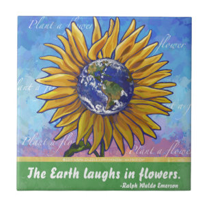 Carreau En Céramique Citation de la Terre de tournesol