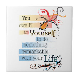 Carreau En Céramique Citation illustrée inspirante de vie remarquable