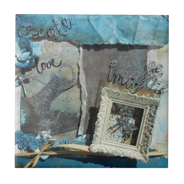 Carreau En Céramique Citation multimédia mixte (Devant)