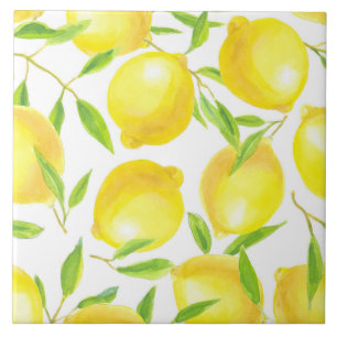 Carreau En Céramique Citrons et motif feuille
