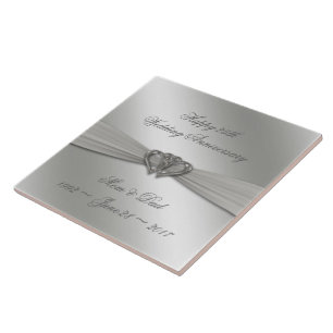 Carreau En Céramique Classic Silver 25ème tuile Mariage Anniversaire
