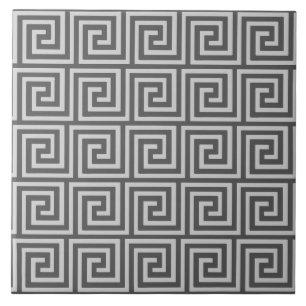 Carreau En Céramique Clé grecque, tons gris / gris