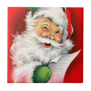 Carreau En Céramique Cligner de l'oeil la liste de Noël de Père Noël