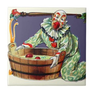 Carreau En Céramique Clown Bouffon qui pêche des Pommes
