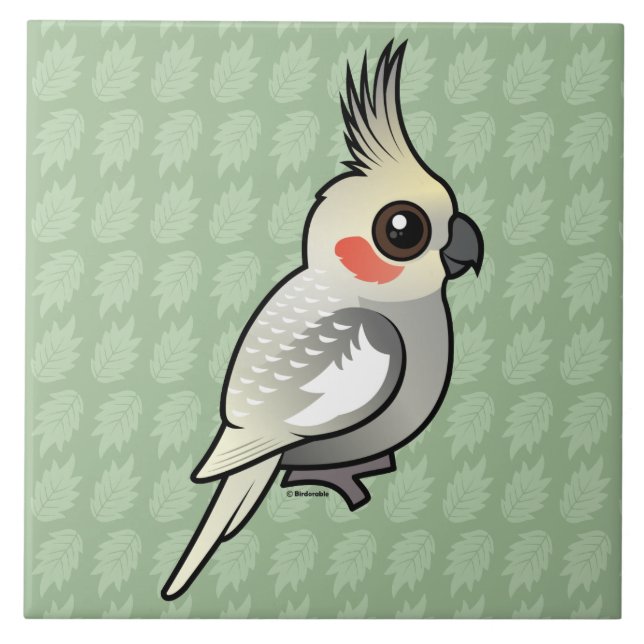 Carreau En Céramique Cockatiel orné de paillettes (Devant)