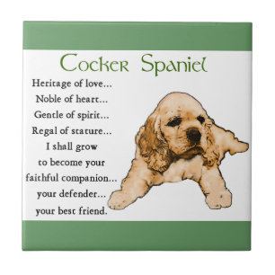 Carreau En Céramique Cocker Spaniel Patrimoine de l'Amour