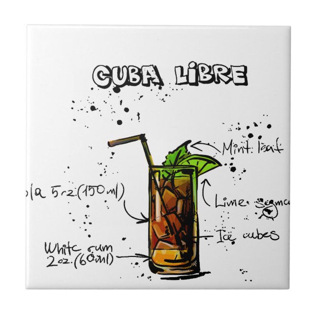 Carreau En Céramique Cocktail du Cuba Libre (Devant)