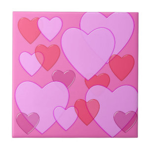 Carreau En Céramique Coeur brillant Valentine arrière - plan rose