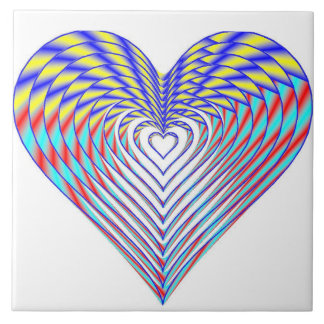 Carreau En Céramique Coeur de la tuile d'arc-en-ciel