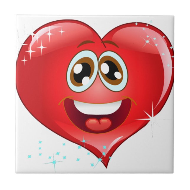 Carreau En Céramique Coeur heureux Emoji d'amour (Devant)