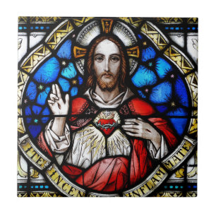 CARREAU EN CÉRAMIQUE COEUR SACRÉ DE JÉSUS