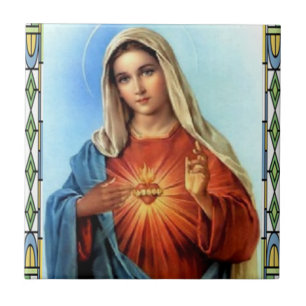 CARREAU EN CÉRAMIQUE COEUR SACRÉ DE ZAZZLE DE MARY 01 PRODUC