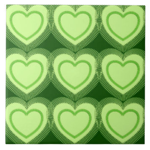 Carreau En Céramique Coeurs Abstraits modernes - Vert citron vert