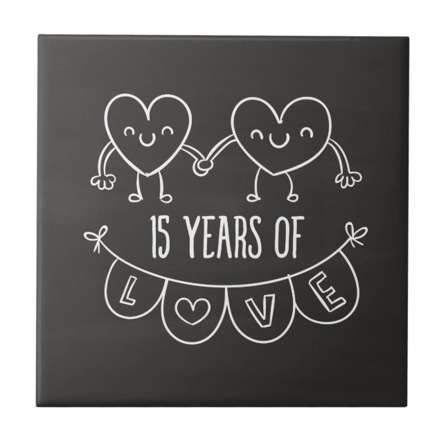 Carreau En Céramique Coeurs de calèche-cadeaux du 15e anniversaire (Devant)