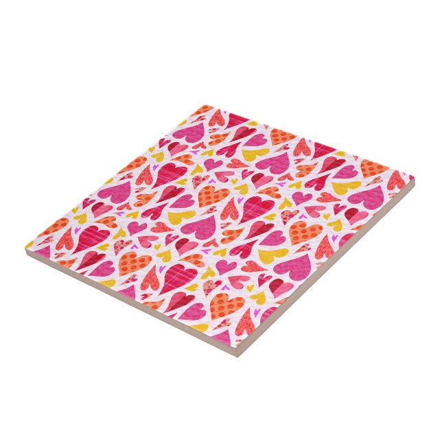 Carreau En Céramique Coeurs de gribouillis avec Motif et texture (Côté)