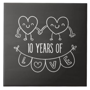 Carreau En Céramique Coeurs de la calèche du 10e anniversaire